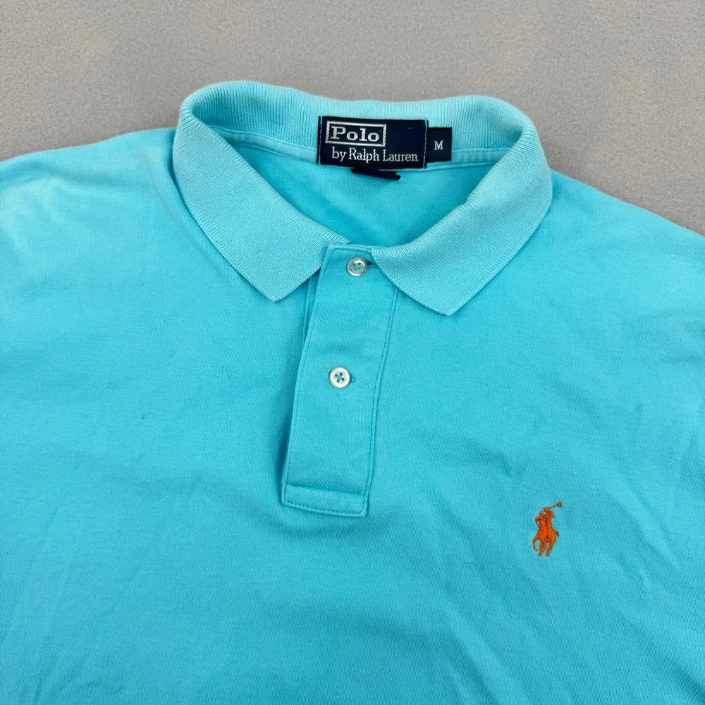Polo Ralph Lauren Mens M Short Sleeve Soft Cotton Polo Turquoise Blue Preppy Ivy